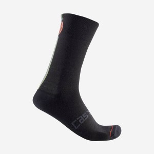 Black Men Castelli RACING STRIPE 18 Socks | 680257-TOW