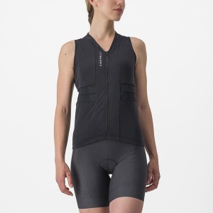 Black / White Women Castelli ANIMA 4 SLEEVELESS Jersey | 214903-VDK