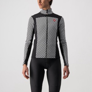 Black / White Women Castelli SFIDA 2 FZ Jersey | 071548-ILM