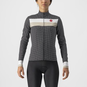 Black / White Women Castelli VOLARE LS Jersey | 294380-CEL