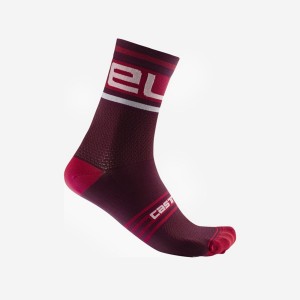 Burgundy / White Men Castelli PROLOGO 15 Socks | 105348-JYX