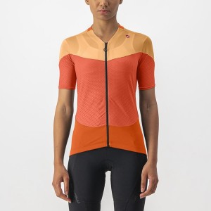 Deep Red Orange / Orange Women Castelli GRADIENT COLOR BLOCK Jersey | 689304-XJC