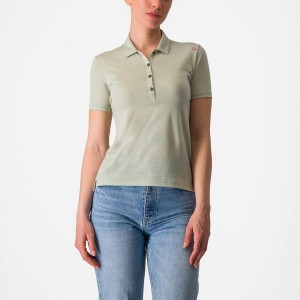 Green Women Castelli MERINO W POLO Casual | 942817-QBT