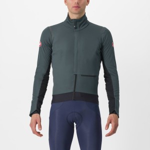 Green / Black Men Castelli ALPHA DOPPIO ROS Jackets | 234675-EHS