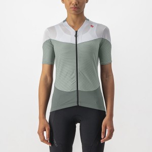 Green / White Women Castelli GRADIENT COLOR BLOCK Jersey | 308924-EXO