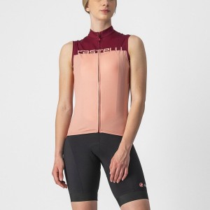 Pink / Burgundy Women Castelli VELOCISSIMA SLEEVELESS Jersey | 490628-UGD