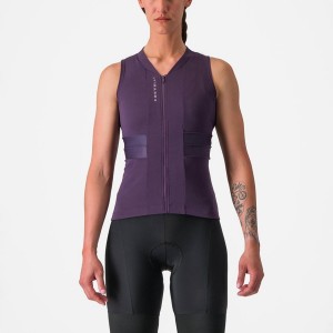 Purple White Women Castelli ANIMA 4 SLEEVELESS Jersey | 952403-CTV