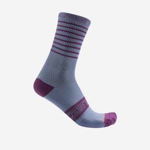 Purple White Women Castelli SUPERLEGGERA W 12 Socks | 027369-HAD