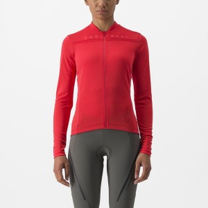 Red Women Castelli ANIMA 4 LONG SLEEVE Jersey | 609218-BPI