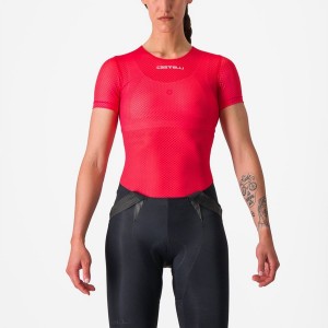 Red Women Castelli PRO MESH W SHORT SLEEVE Base Layer | 274539-WMX