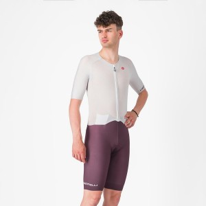 Silver Grey Burgundy Men Castelli SANREMO BTW X2 Speedsuits | 716932-GJA