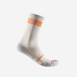 Silver / Orange Red Men Castelli UNLIMITED 18 Socks | 325486-XCG