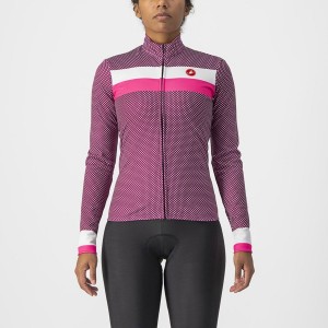 White / Pink Women Castelli VOLARE LS Jersey | 065371-CZB