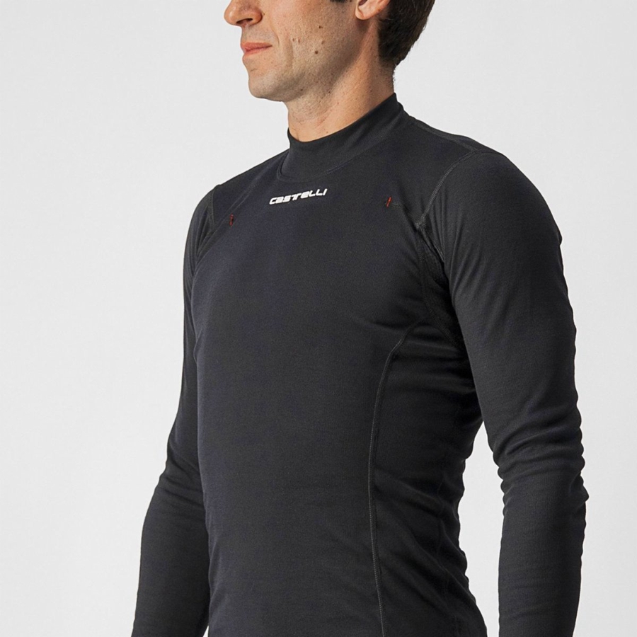 Black Men Castelli FLANDERS WARM LONG SLEEVE Base Layer | 798561-UHT