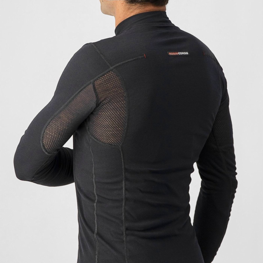 Black Men Castelli FLANDERS WARM LONG SLEEVE Base Layer | 798561-UHT