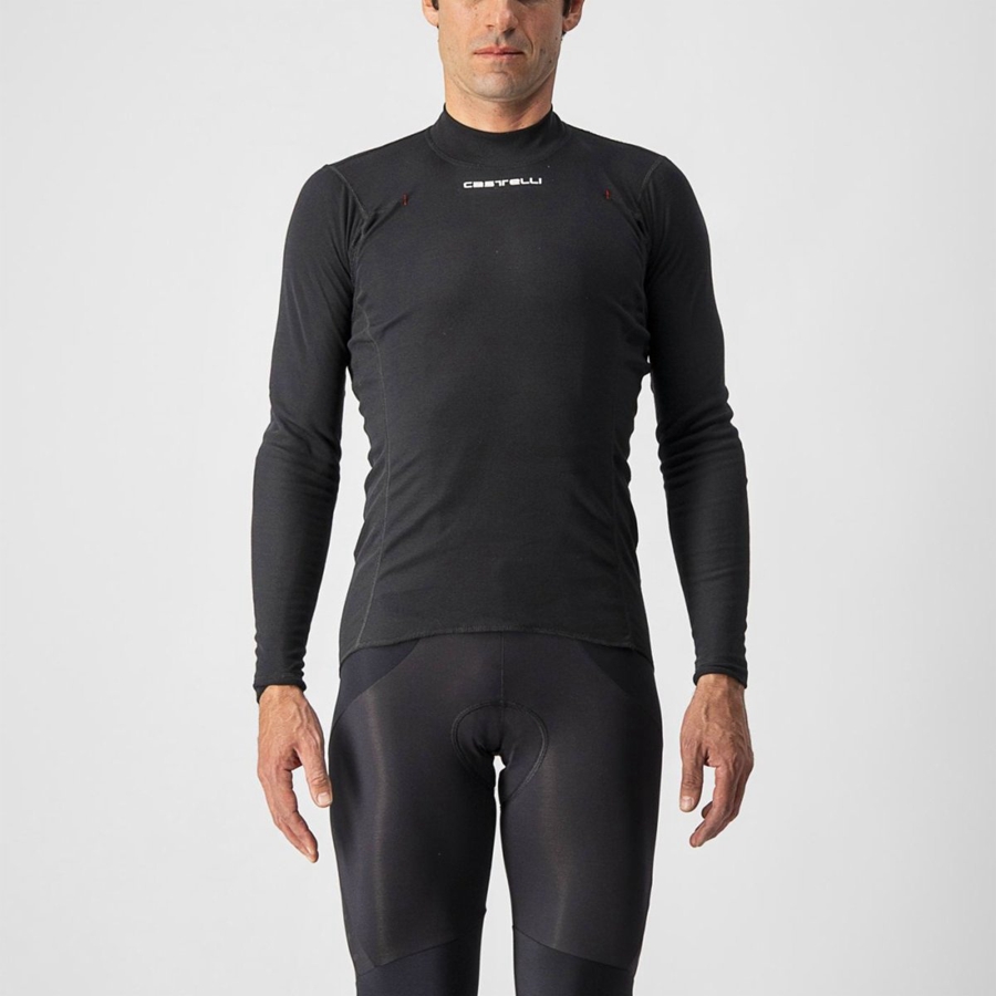 Black Men Castelli FLANDERS WARM LONG SLEEVE Base Layer | 798561-UHT