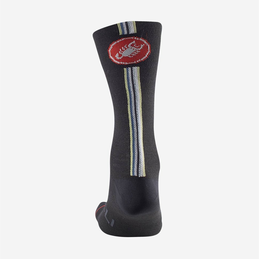 Black Men Castelli RACING STRIPE 18 Socks | 680257-TOW