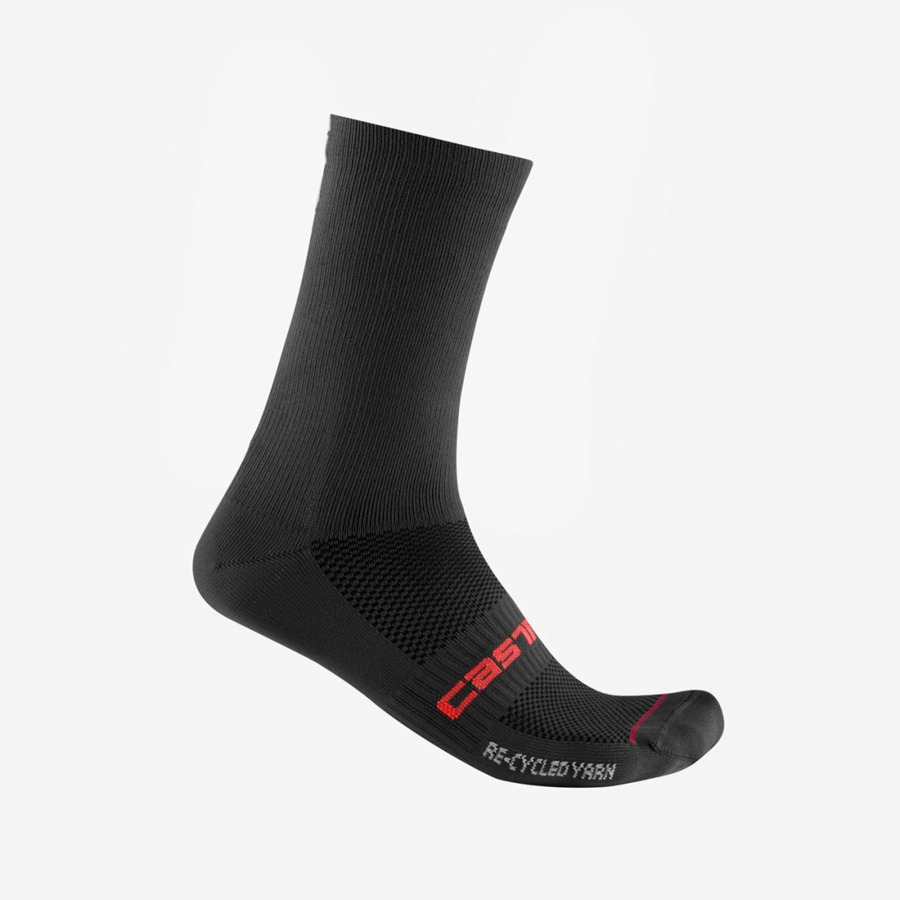 Black Men Castelli RE-CYCLE THERMAL 18 Socks | 496520-JSE