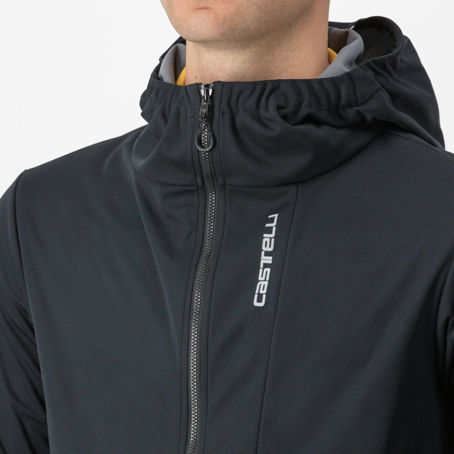 Black Men Castelli TRAIL HOODIE Jackets | 507861-MHA