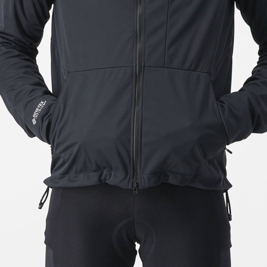 Black Men Castelli TRAIL HOODIE Jackets | 507861-MHA