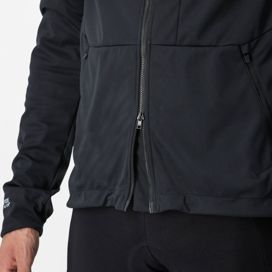 Black Men Castelli TRAIL HOODIE Jackets | 507861-MHA