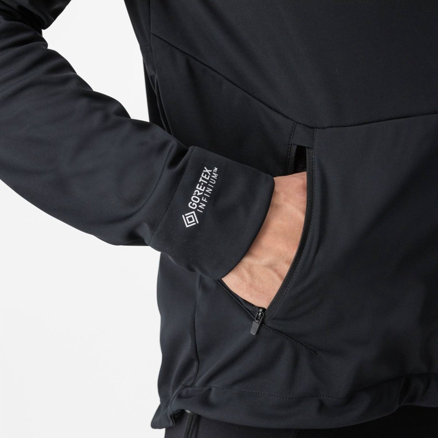 Black Men Castelli TRAIL HOODIE Jackets | 507861-MHA