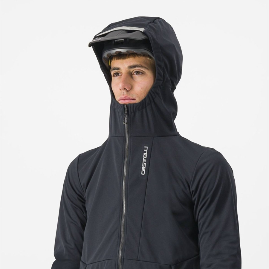 Black Men Castelli TRAIL HOODIE Jackets | 507861-MHA