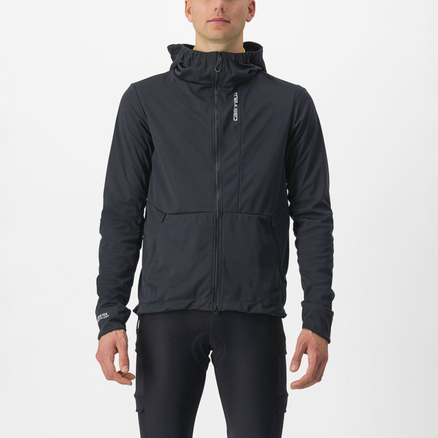 Black Men Castelli TRAIL HOODIE Jackets | 507861-MHA