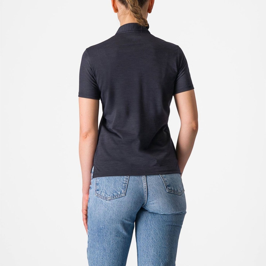 Black Women Castelli MERINO W POLO Casual | 648730-NJC