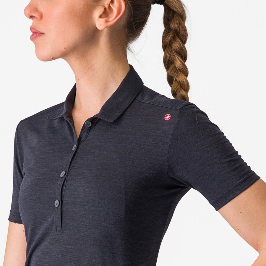 Black Women Castelli MERINO W POLO Casual | 648730-NJC