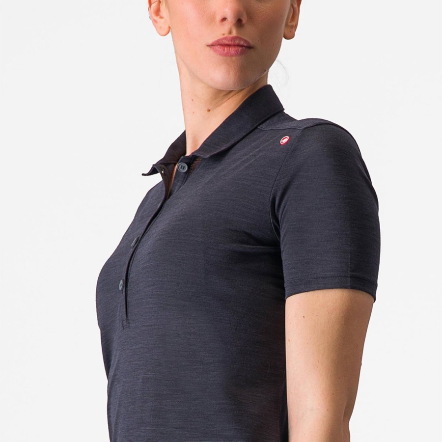 Black Women Castelli MERINO W POLO Casual | 648730-NJC