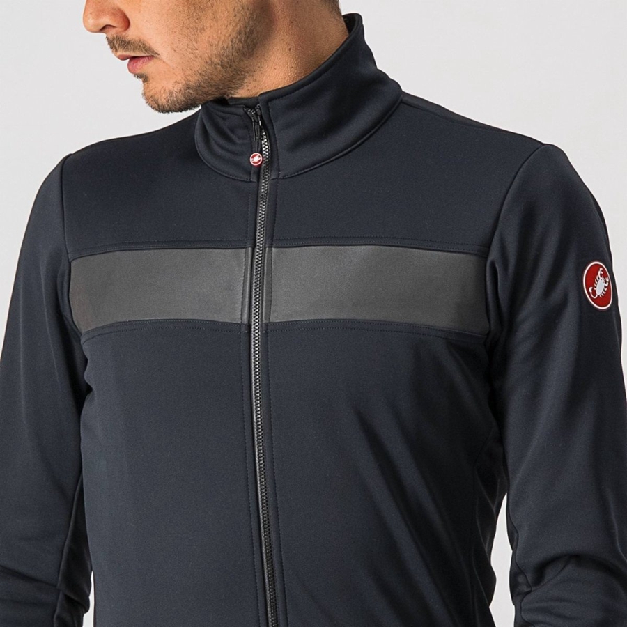 Black / Black Men Castelli RADDOPPIA 3 Jackets | 065749-NXR