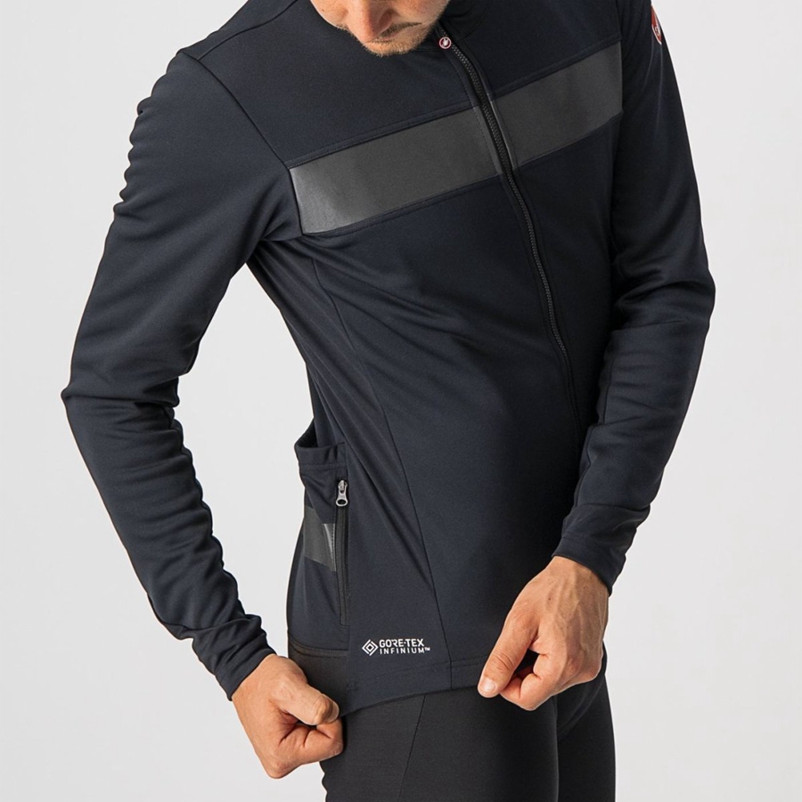 Black / Black Men Castelli RADDOPPIA 3 Jackets | 065749-NXR