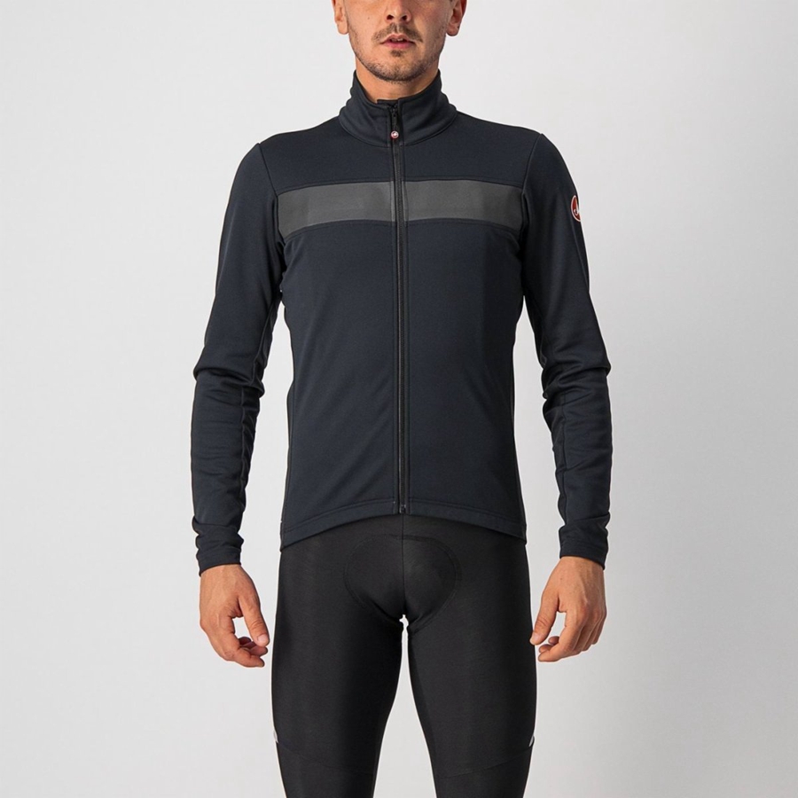 Black / Black Men Castelli RADDOPPIA 3 Jackets | 065749-NXR