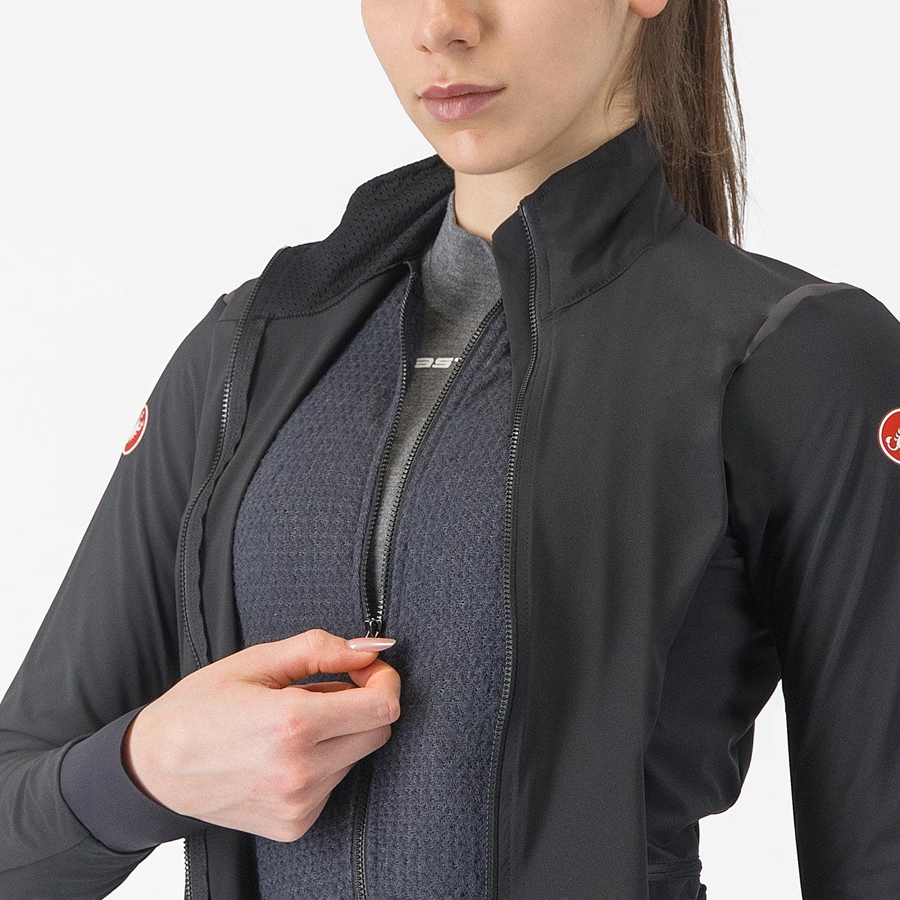 Black / Black Women Castelli ALPHA FLIGHT ROS W Jackets | 402175-POK