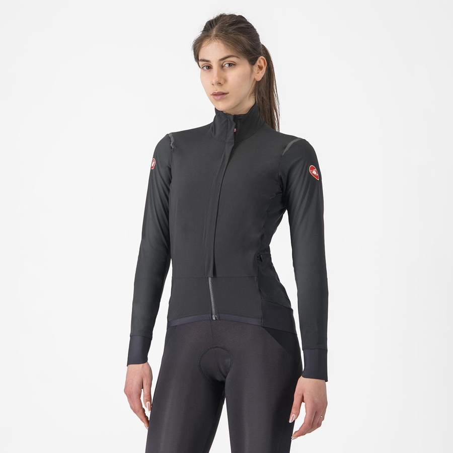 Black / Black Women Castelli ALPHA FLIGHT ROS W Jackets | 402175-POK