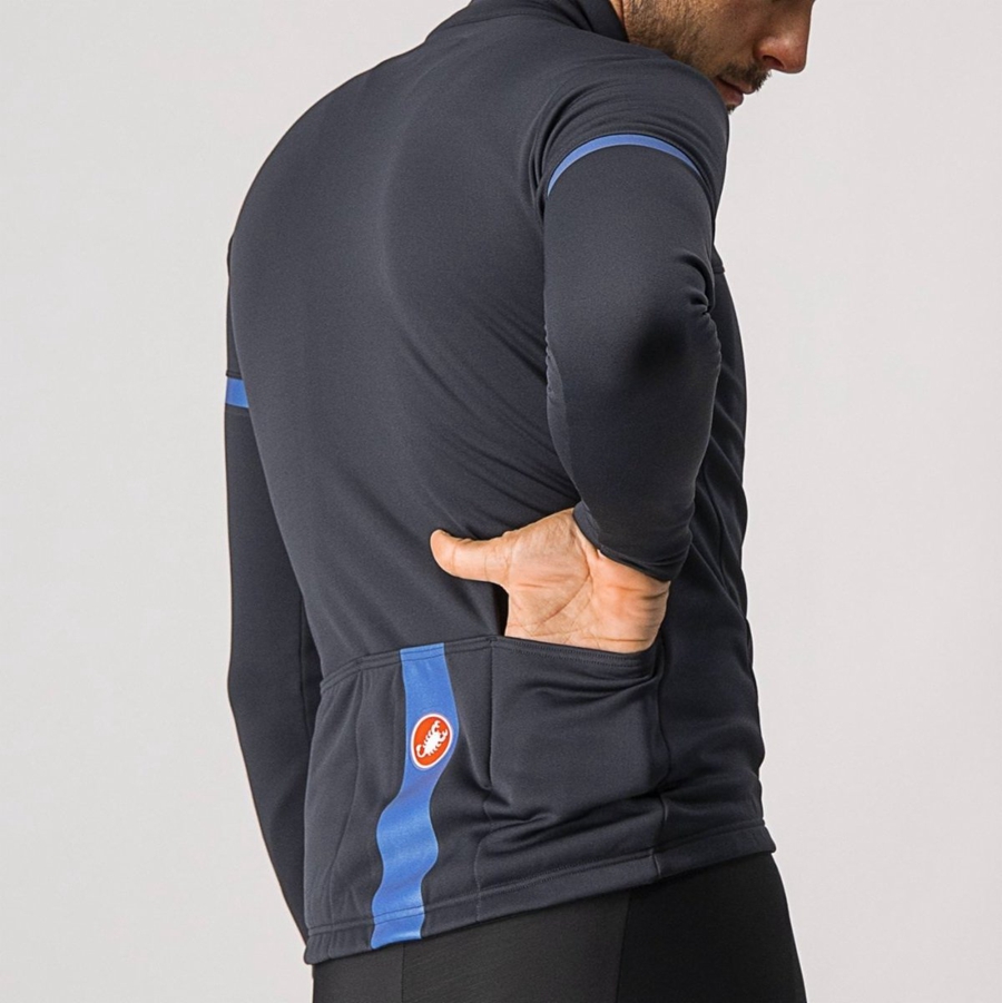 Black / Blue Men Castelli FONDO 2 FZ Jersey | 172308-PQO