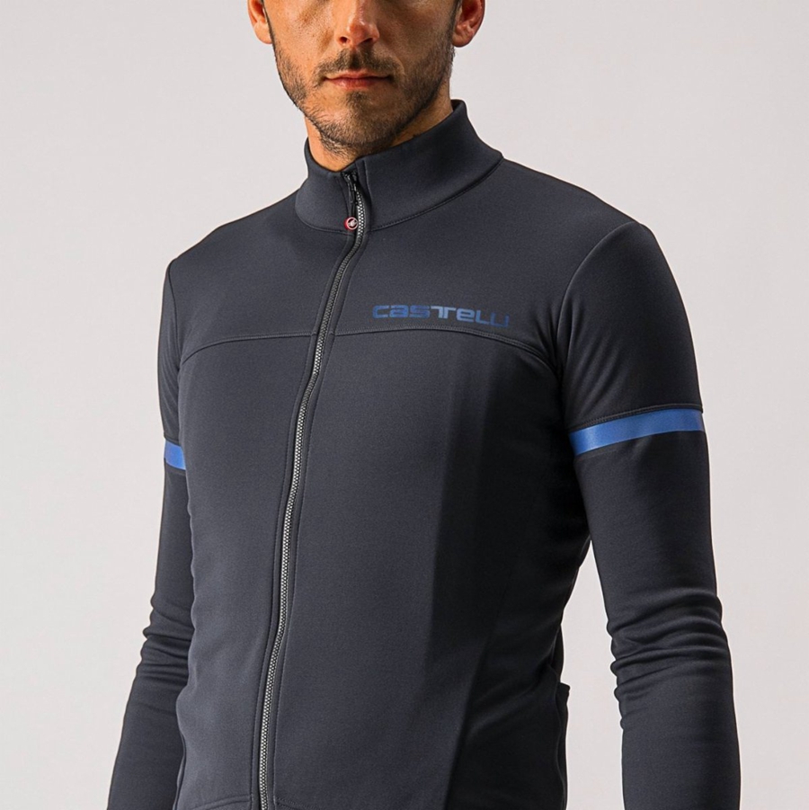 Black / Blue Men Castelli FONDO 2 FZ Jersey | 172308-PQO