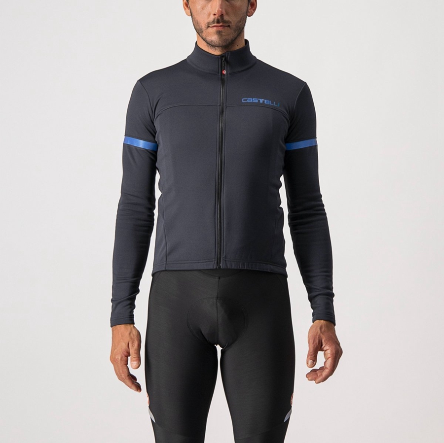 Black / Blue Men Castelli FONDO 2 FZ Jersey | 172308-PQO