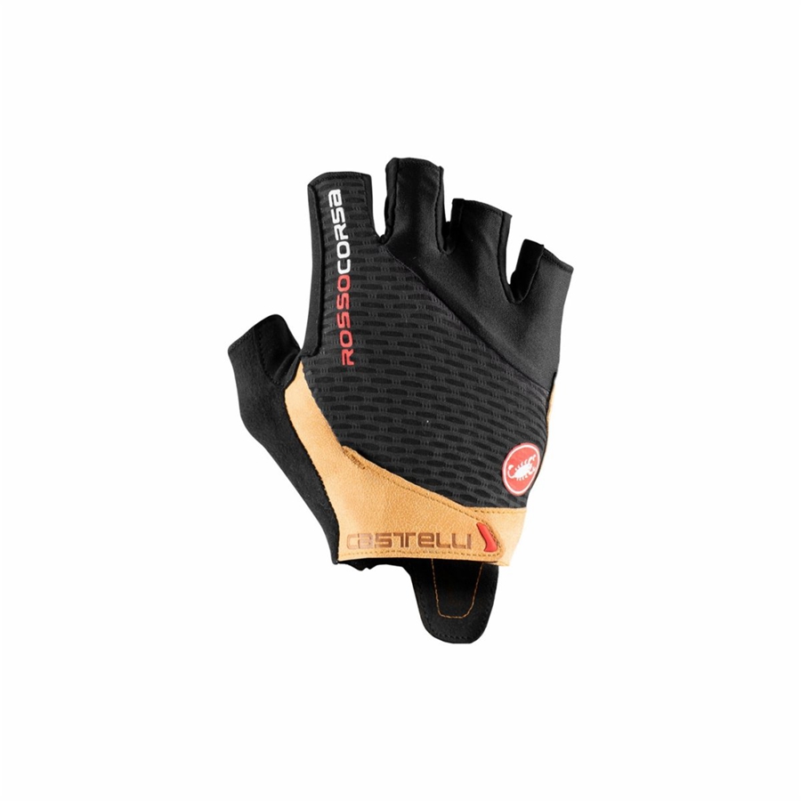 Black / Brown Men Castelli ROSSO CORSA PRO V Gloves | 204371-RAZ