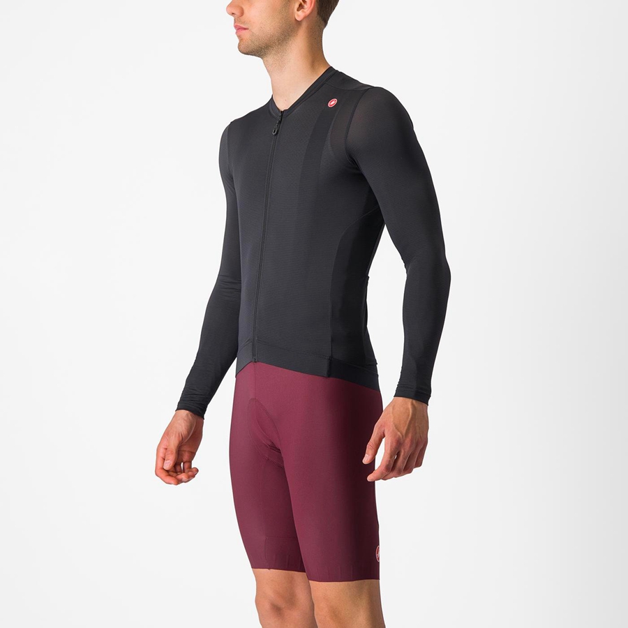 Black / Dark Grey Men Castelli ESPRESSO LS Jersey | 130958-EVN