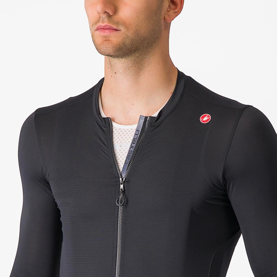 Black / Dark Grey Men Castelli ESPRESSO LS Jersey | 130958-EVN