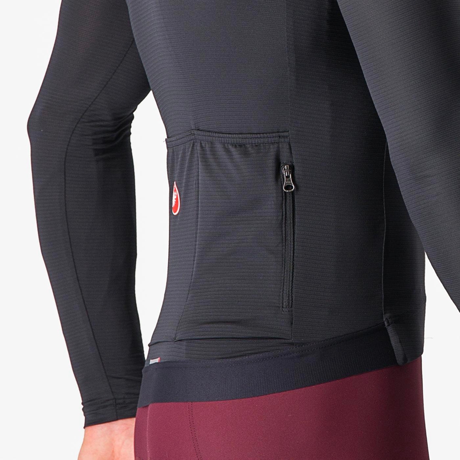 Black / Dark Grey Men Castelli ESPRESSO LS Jersey | 130958-EVN