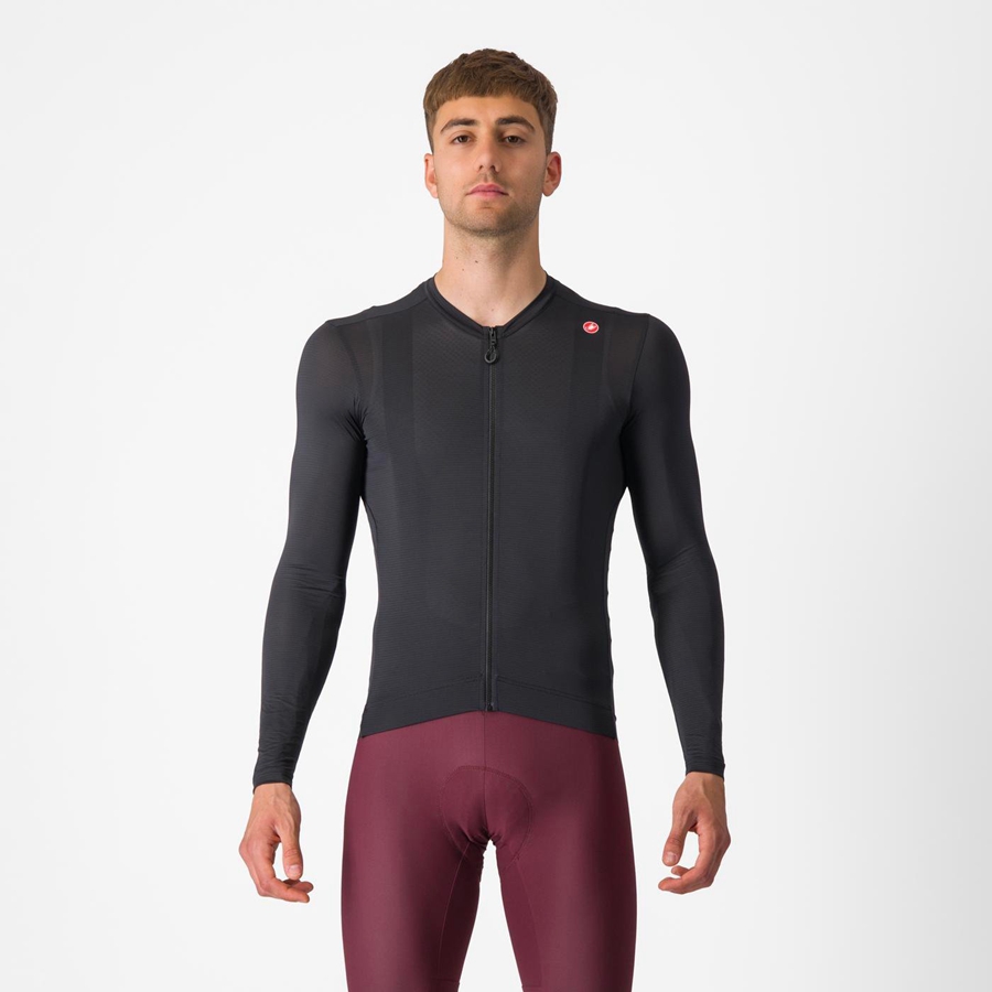 Black / Dark Grey Men Castelli ESPRESSO LS Jersey | 130958-EVN