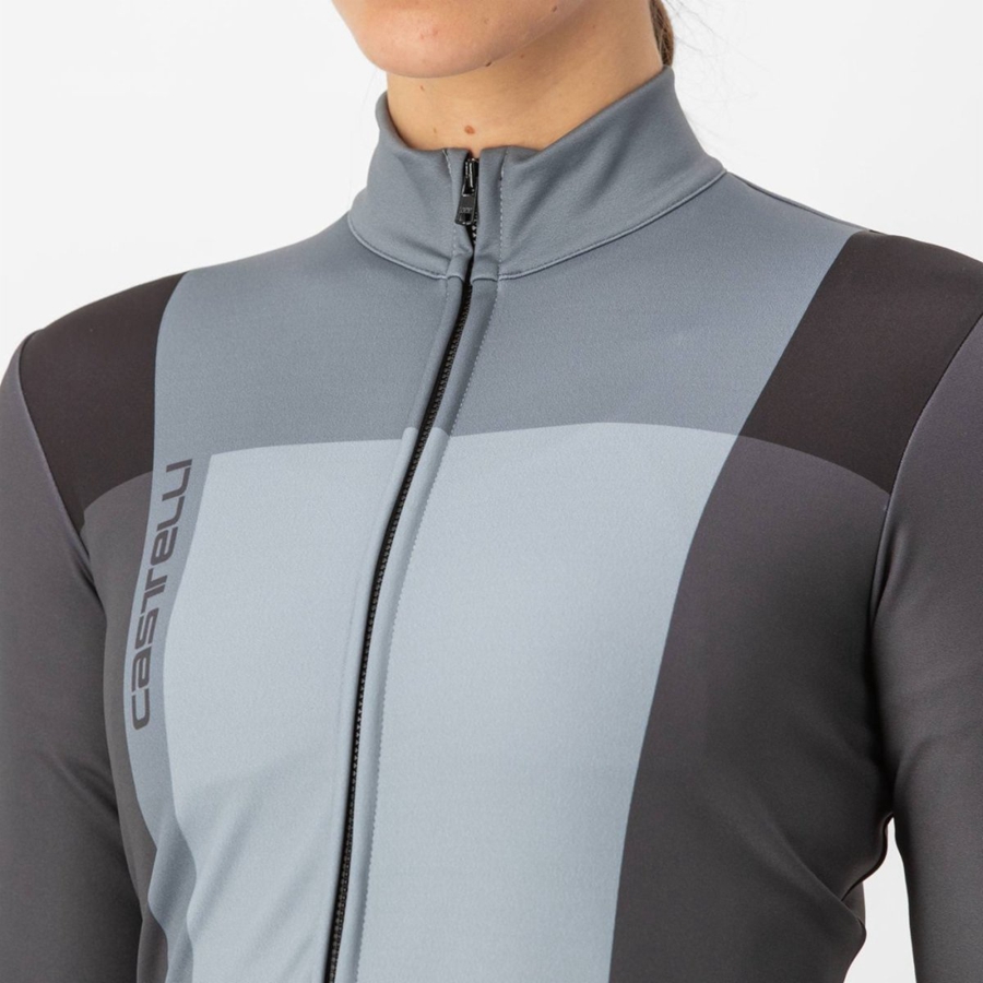 Black / Grey Women Castelli UNLIMITED W THERMAL Jersey | 483106-ILU