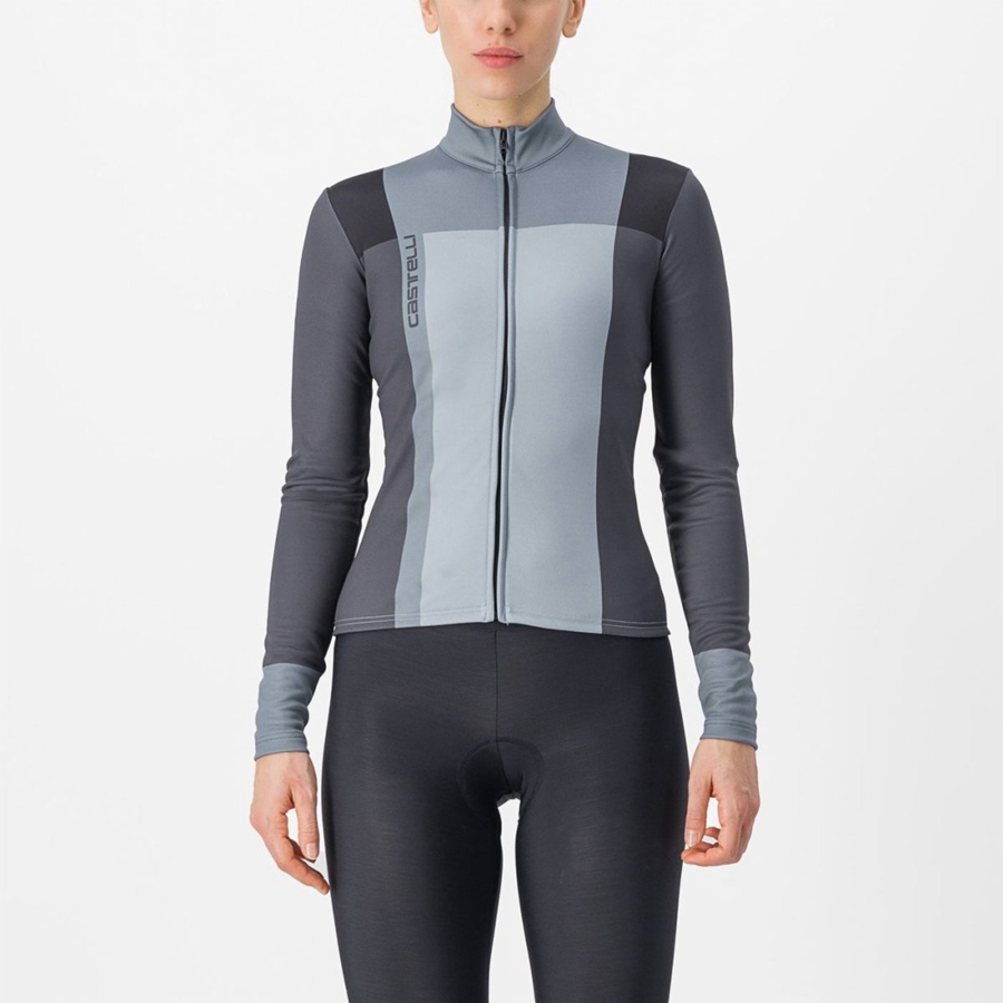 Black / Grey Women Castelli UNLIMITED W THERMAL Jersey | 483106-ILU