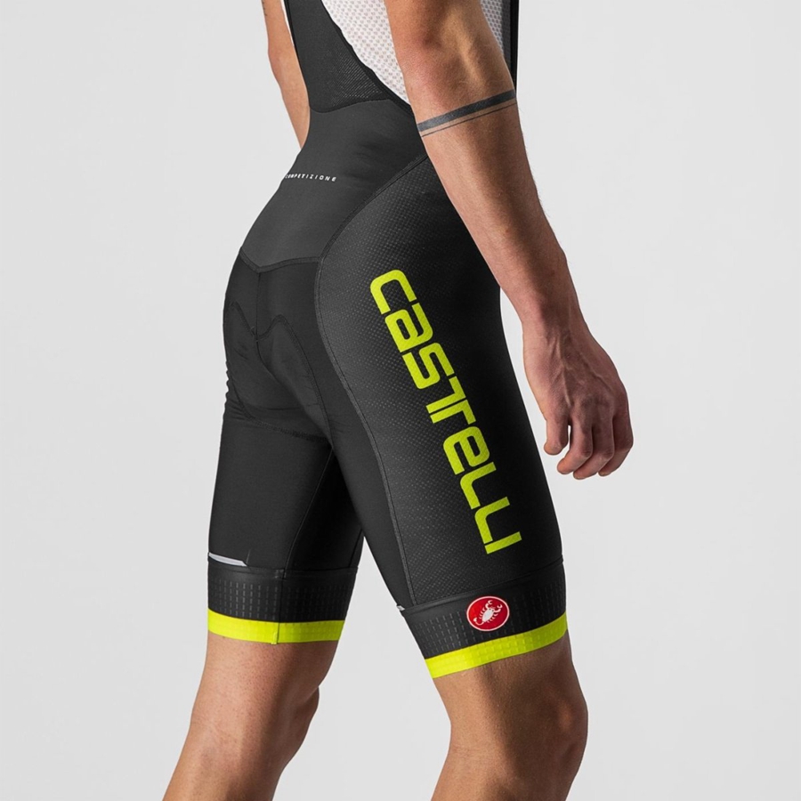 Black / Light Green Men Castelli COMPETIZIONE KIT Bib Shorts | 710539-INF