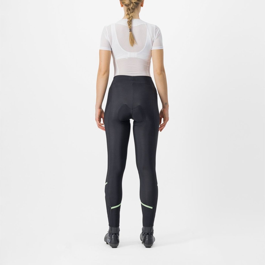 Black / Mint / Black Women Castelli VELOCISSIMA THERMAL Leggings | 172493-ASX