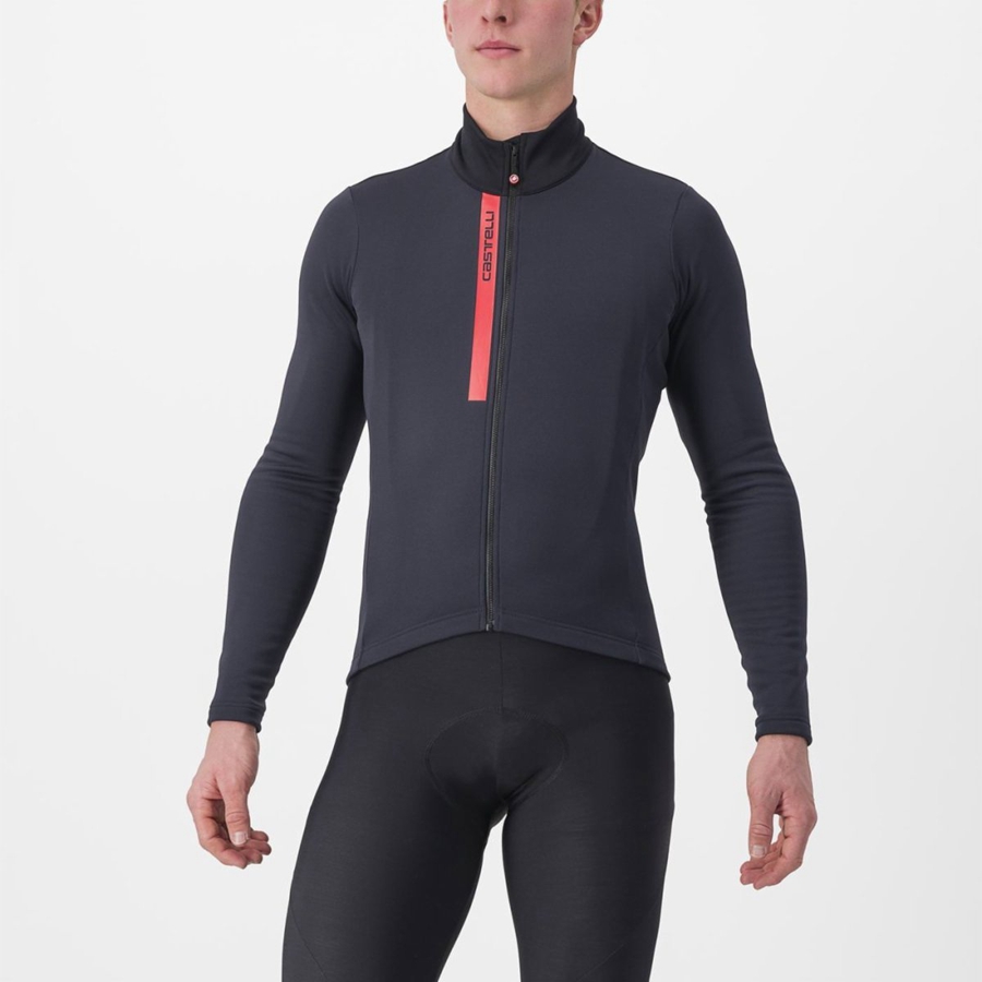 Black / Red Men Castelli ENTRATA THERMAL Jersey | 810296-PCL