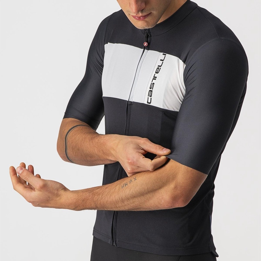 Black / Silver Grey / White Men Castelli PROLOGO 7 Jersey | 673519-OPW